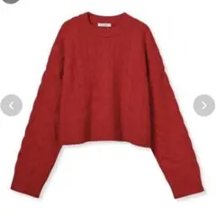 Mila Owen ウール混短丈ケーブルニットプルオーバー