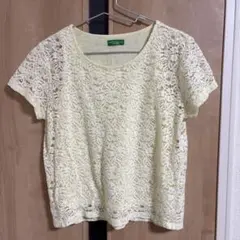 earth music&ecology トップス レースTシャツ　フリー　黄色