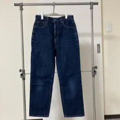 GUダークブルー ストレートデニムパンツ