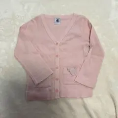 プチバトー　ピンク リブ編み カーディガン　18m