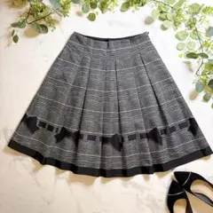 新品】M'S GRACY 千鳥格子フレアスカート リボン38エムズグレイシー