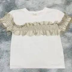 Amber beige アンブルネージュ 半袖 Tシャツレース フリル付き F