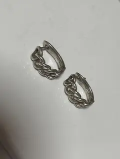シルバー925 チェーンデザイン フープピアス