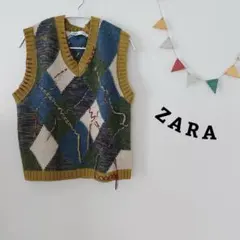 ZARA アーガイル　ニットベスト マルチカラー