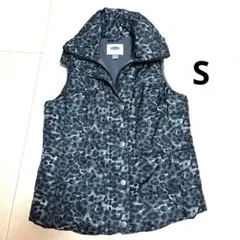 オールドネイビーダウンベスト　アウター 裏起毛　黒＆グレー　S