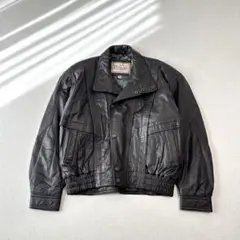 old leather blouson brown L 本革 短丈 変形 総柄