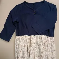 キッズ UNITEDARROWS 七分袖ワンピース ネイビー 花柄 135cm