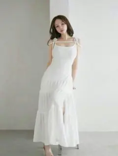 【美品】ラウラティアードドレス andmary キャミワンピース ホワイト