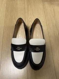 COACH Ruthe Leather Loafer 6.5Cホワイト/ブラック