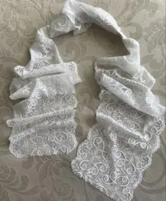 オフホワイト 花柄模様のレース三重紐 仮紐 帯揚げアレンジ