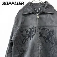 【美品✨】サプライヤー レザージャケット パイソン柄 フルジップ 総柄 黒系 S