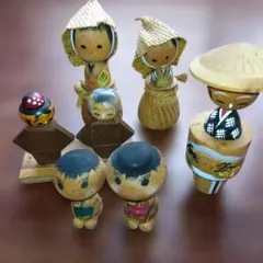 伝統的な木製こけし人形セット【土産】