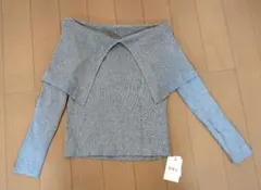 GRL リブ編みオフショルダーグレー セーター