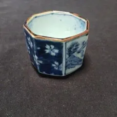 福泉窯 染付 八角猪口 桜松文様 陶磁器 湯呑み 小鉢 蕎麦猪口 多目的のサムネイル