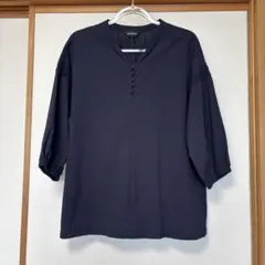 GALLORIA 五分袖ブラウス ネイビー L