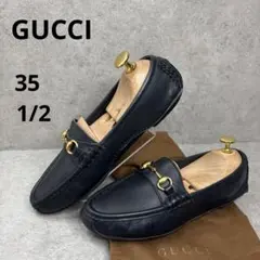 極美品！GUCCI グッチ 馬具　ゴールド　ビットローファー　ネイビーローファー