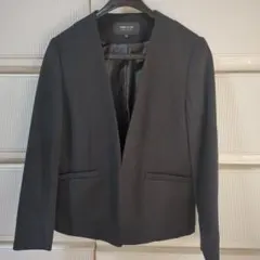 杢調ストレッチツイル　ノーカラージャケット　9号☆美品☆