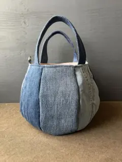 デニムリメイクバッグ まん丸バッグ ころりんバッグ バルーンバッグ トートバッグ