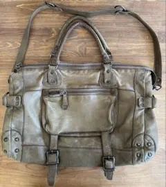 Regalo ヴィンテージレザー　2way ショルダーバッグ　オリーブグリーンのサムネイル