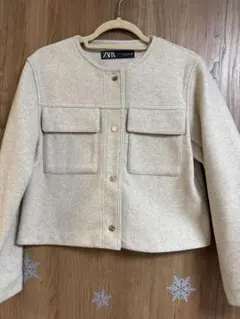 ZARA ノーカラージャケット ベージュ S