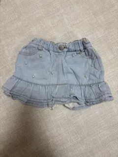 プティマイン 90 デニム　スカート　ショーパン付き