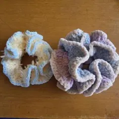 ハンドメイド♪フリルデザインシュシュ♪2個編み物