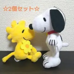 【2個セット】スヌーピー ウッドストック ぬいぐるみキーホルダー