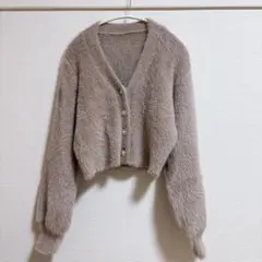 美品 グレー Vネック カーディガン フリーサイズ