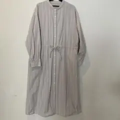 earth music&ecology ストライプ 長袖 シャツワンピース