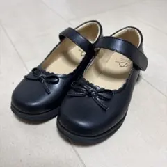 西松屋 フォーマルシューズ リボン 黒 女の子 18㎝