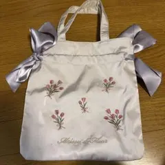Maison de FLEUR チューリップミニダブルリボントートバッグ