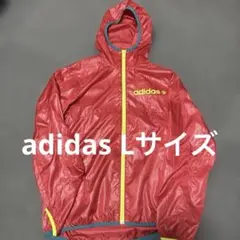 adidas フード付きナイロンジャケット レッド