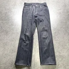 美品【ビースリー】美脚デニムパンツ/34/微フレア/ストレッチ/体型カバー/濃紺