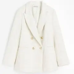 ホワイト ツイード ダブルブレストジャケット