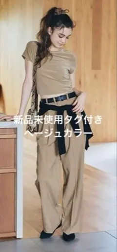 GUシアーベロアTシャツ ベージュ ミニT新品未使用タグ付き