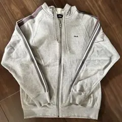 FILA フィラ フード付きジップアップ パーカー ユニセックス L グレー