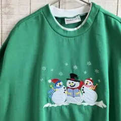 古着　長袖　スウェット 裏起毛　刺繍　　アメカジ ダサカワ　ゆるだぼ