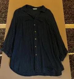 シアーシャツ　ストライプ　ブルー系