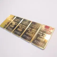 5枚 インゴット【レプリカSET】　金運UP!! GOLD　純金 プレゼント等に