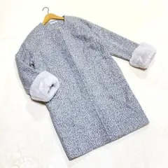 美品 NARACAMICIE ナラカミーチェ 袖ファー付 ロングコートI グレーのサムネイル