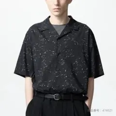 ユニクロ オープンカラーシャツ　ブラック　Mのサムネイル