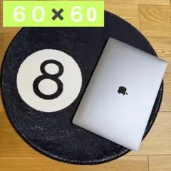 60㎝　8ボール　ラグ　丸いラグ　シック　クール　アメリカン　ブラック　黒　円形