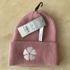 adidas ピンク ニット帽 花刺繍　新品