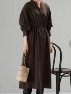 URBAN RESEARCH ROSSOダークブラウン シャツワンピース 長袖