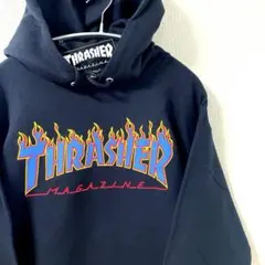 スラッシャーパーカー プルオーバー 裏起毛　スケボー　大きめサイズ　S ブラック