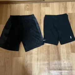adidas ブラック ハーフパンツ MサイズとNIKEのアンダーサポートパンツ