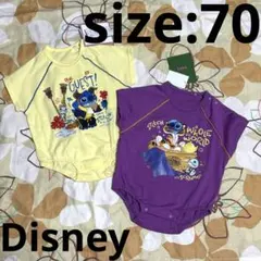 新品☆Disney☆スティッチ☆半袖ロンパース☆ベビー☆2枚セット☆70