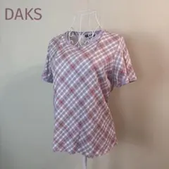 DAKS 40 チェック柄 半袖カットソー パープル ダックスのサムネイル
