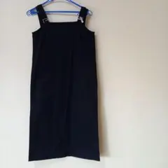 SLOBE IENAブラックサロペット・オーバーオールスカート