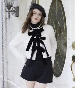 EIMY ISTOIRE フロントリボンニットトップス